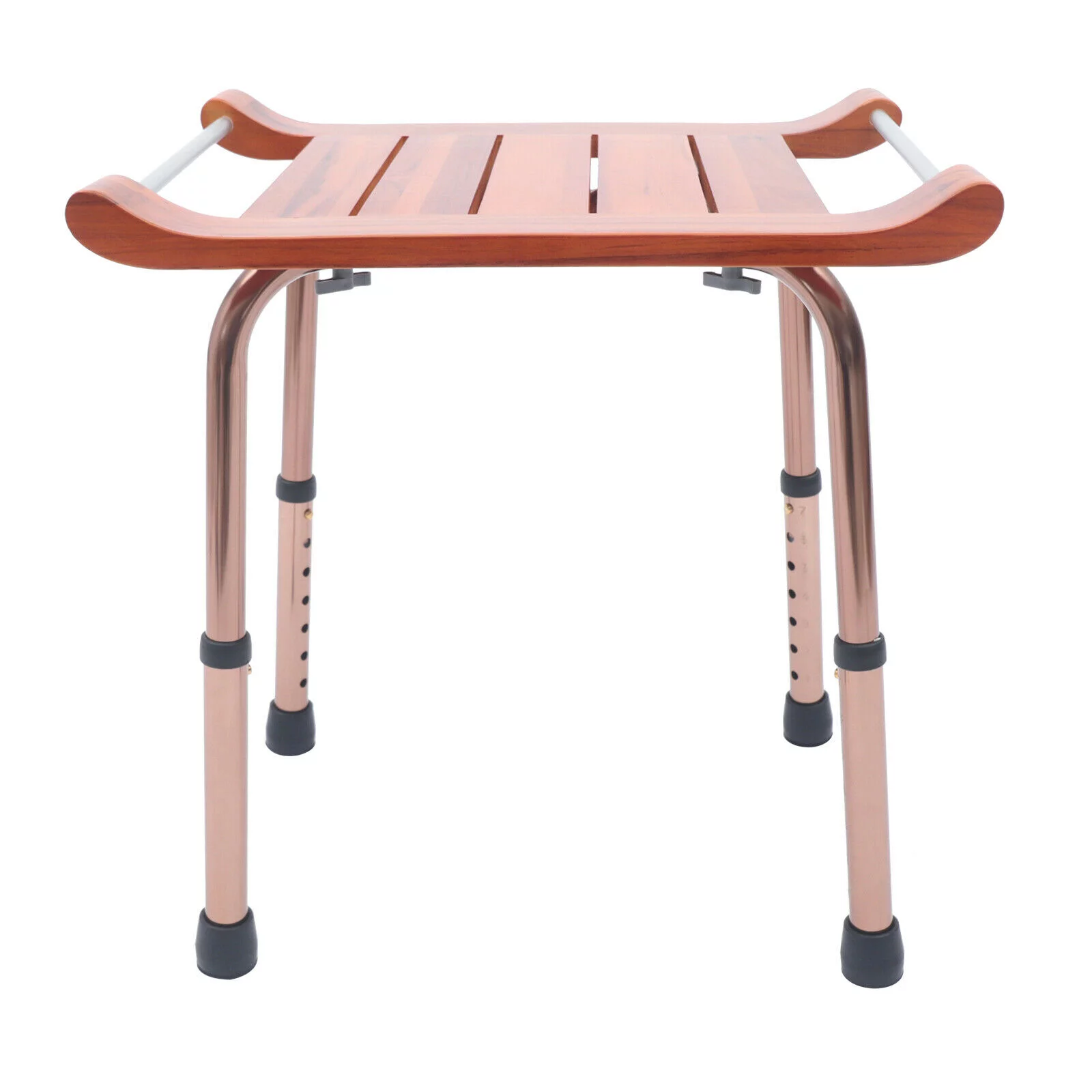 TFCFL Teak Shower Stool Bathroom Bench Furniture SPA Seat Height Adjustable Non-Slip