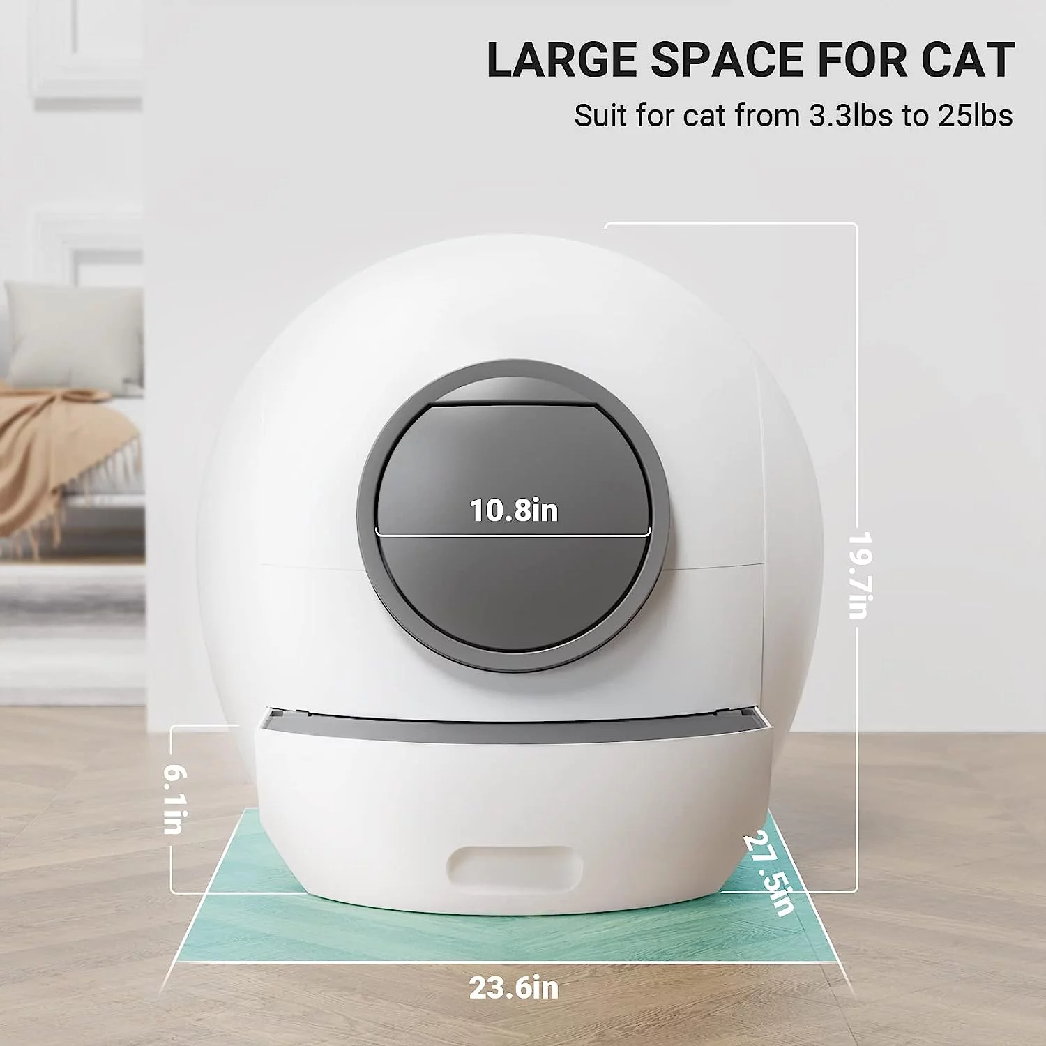 ELS PET WiFi Smart Cat Litter Box-Never Scoop/APP Control Automatic Self-Cleaning Litter Box Robot