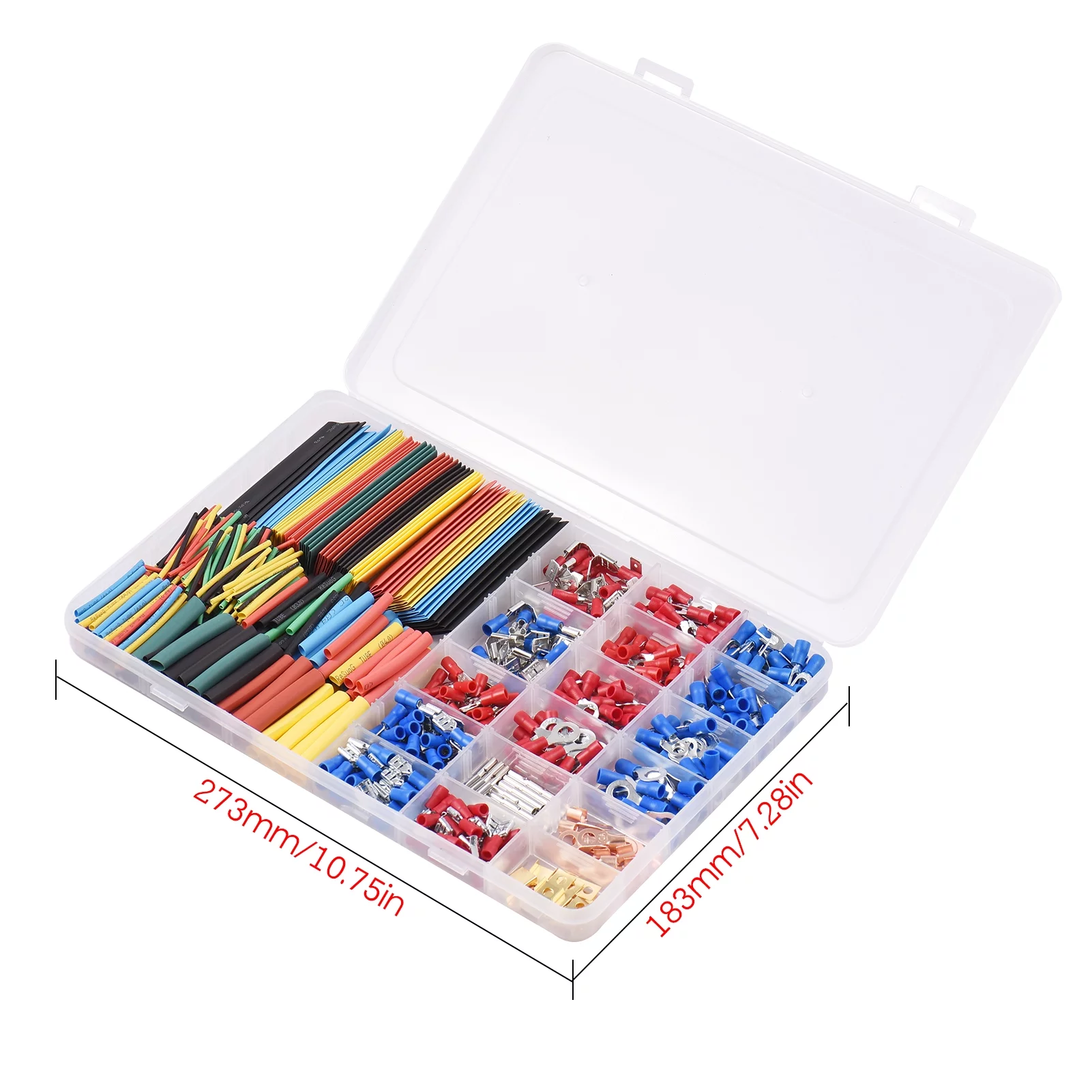 Andoer 678PCS Terminals & Heat-shrink Tube Kit Car Cable Wire Electrical Set 350pcs Terminals Connectors + 328pcs Heat Shrink Tubes Polyolefin Halogen-Free Shrinkable Tubes Crimp Terminals with Por