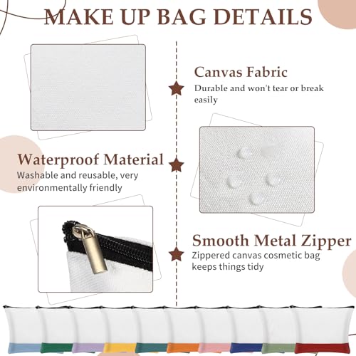 Sanwuta 20 Pcs Large Blank Canvas Tote Bags and Makeup Bags Blank Reusable Grocery Luggage Canvas Tote with Handles(10 Airy Pastel Pack)