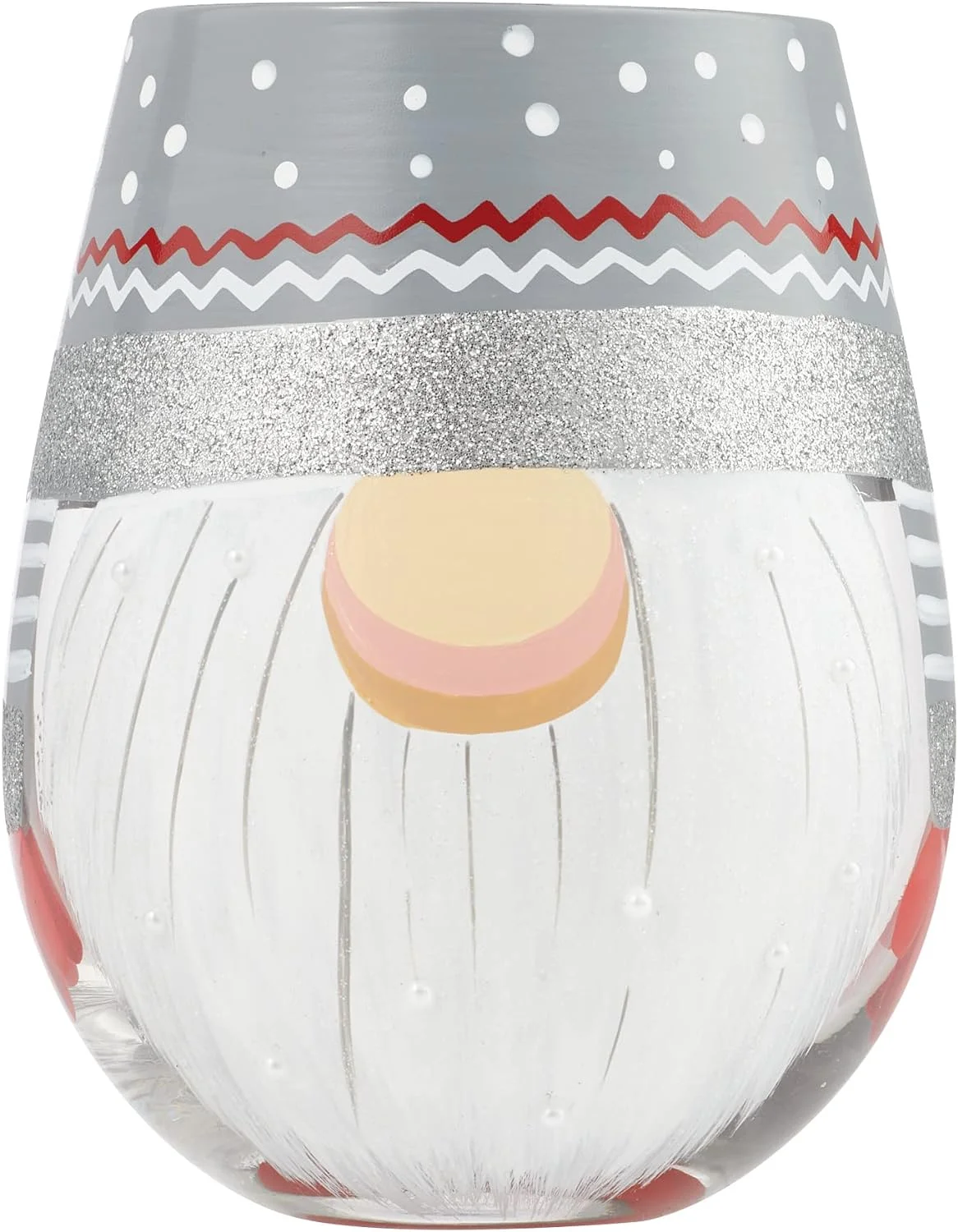 Designs By Holiday Sweet Gnome Hand-Painted Artisan Stemless Wine Glass, 20 Ounce, Multicolor