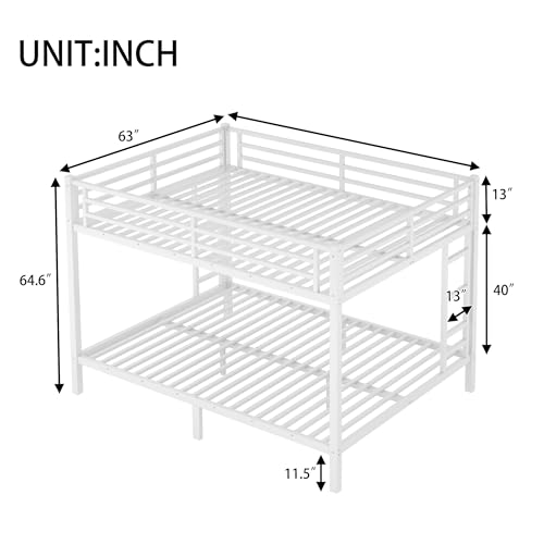 Heavy Duty Bunk Bed Frame with Ladder, Twin XL Over Twin XL Bunk Beds with Safety Guardrails, Adults Bunk Beds with Noise-Reducing Rubber Stoppers, Easy Assemble, Black