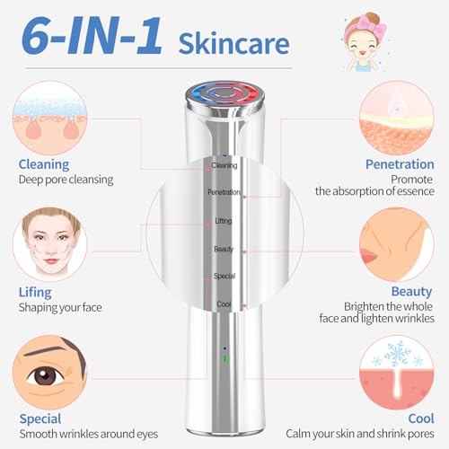 Texet Skin Tightening Device 6-in-1 Microcurrent Facial Device Face Massager, Firming,Lifting, Toning, Wrinkle