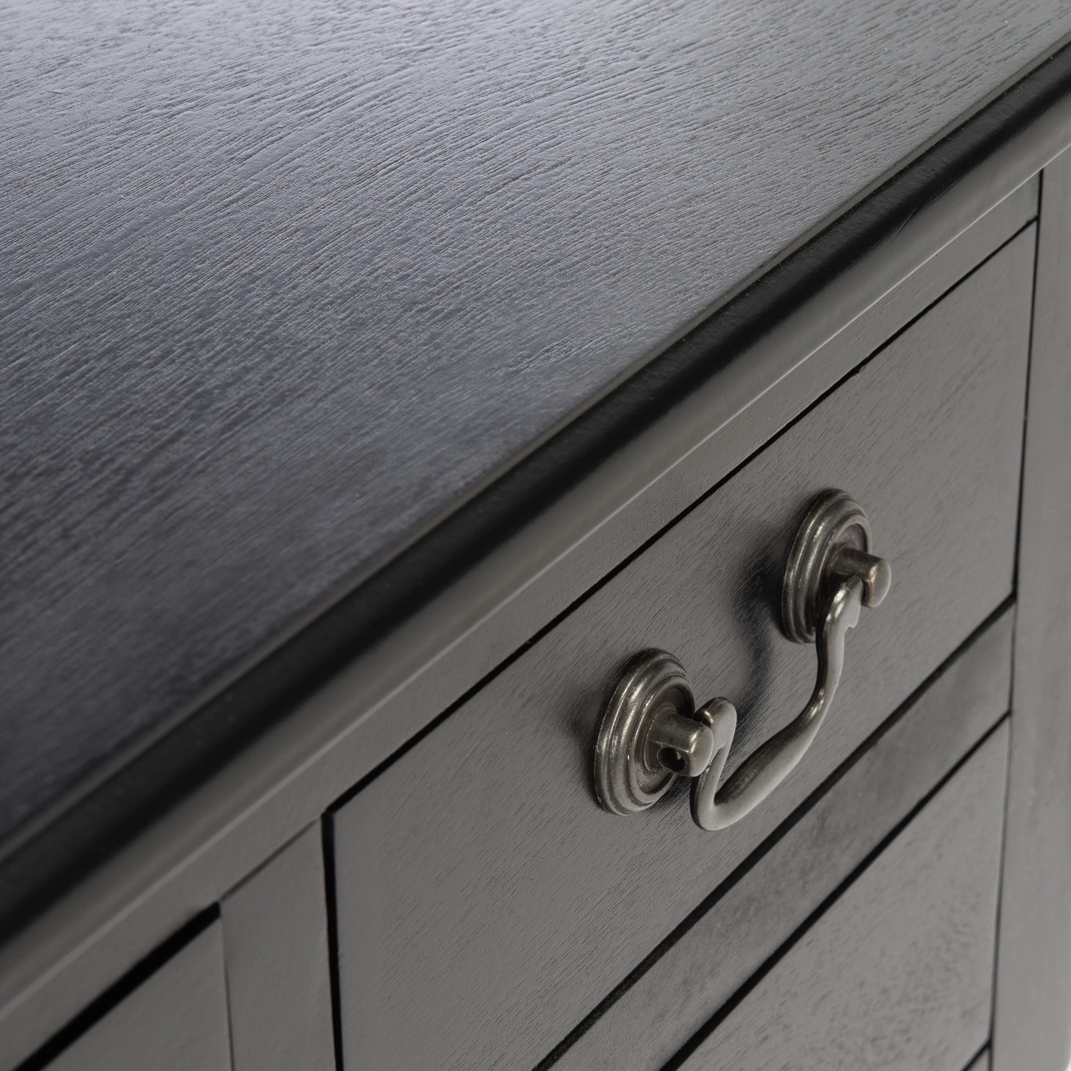 SAFAVIEH Athena French 3-Drawer Black Wood Rectangle Console Table (23.5 in. W x 13 in. D x 29.5 in. H)