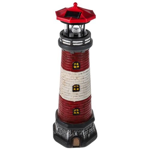 DOITOOL Solar Lighthouse Outdoor Decor LED Solar Powered Rotating Lighthouse Statue Garden Lighthouse Yard Lawn Patio
