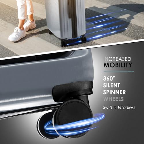 22 Inch Carry On Luggage 22x14x9 Airline Approved, Carry On Suitcase with Wheels, Hard-shell Carry-on Luggage, Durable Luggage Carry-On, Black Small Suitcase with Cosmetic Case