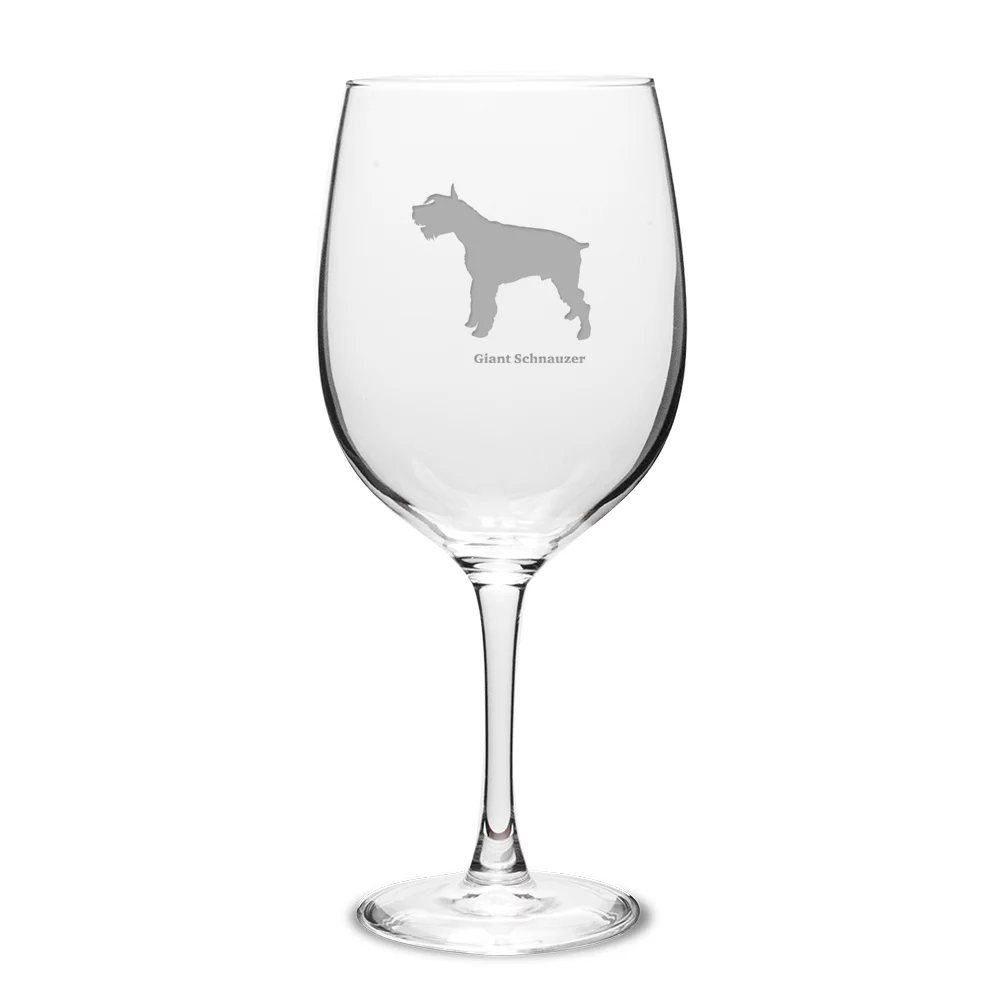 Giant Schnauzer Deep Etched 19 oz Classic Red Wine Glass
