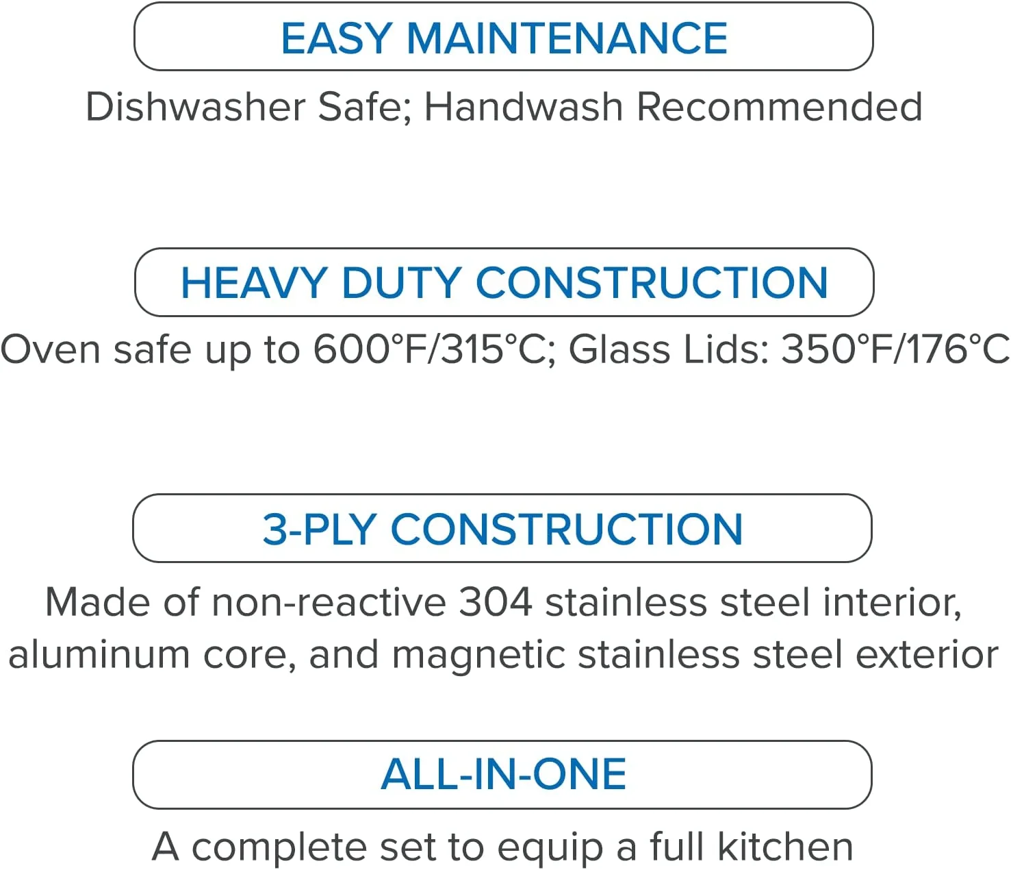durable Viking 3-Ply 17pc Stainless Steel Cookware Set with Glass Lids