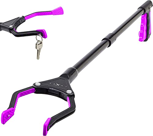 Grabber Reacher Tool, [Newest Version] Long 32” Steel Foldable Pick Up Stick with Strong Grip Magnetic Tip for Store Shelves, Lightweight Trash Picker Claw Reacher Grabber Tool for Elderly - by Luxet