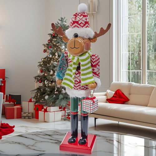 Kurt Adler 15-inch Wooden Reindeer Nutcracker
