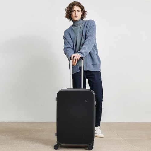 mixi Upgrade Carry on Luggage 14 Inch Underseat Personal Item Suitcases with Spinner Wheels, Hardside Rolling Suitcase PC with TSA Lock Lightweight Travel Case, Fine Grid Black