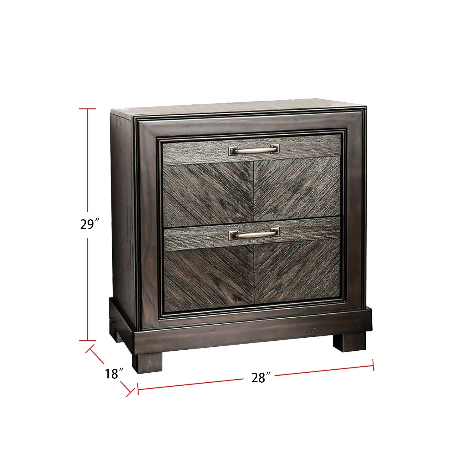 Simple Relax 2 Drawers Wood Nightstand in Espresso