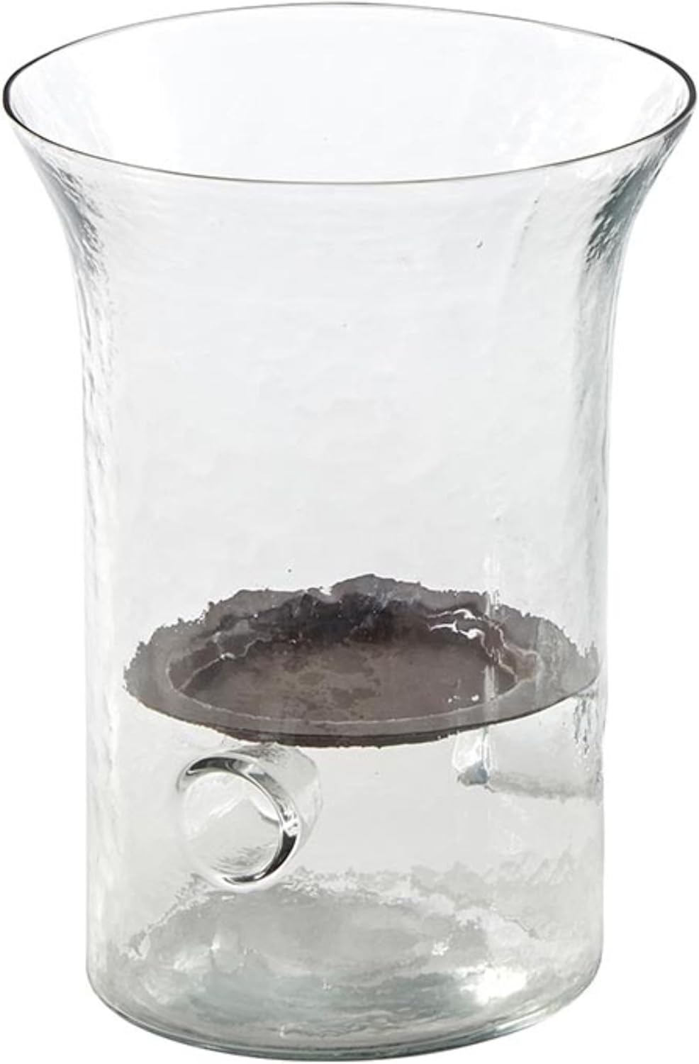 47th & Main Vintage Candleholder Hammered Glass Hurricane Pillar Candle Holder, Small, Clear