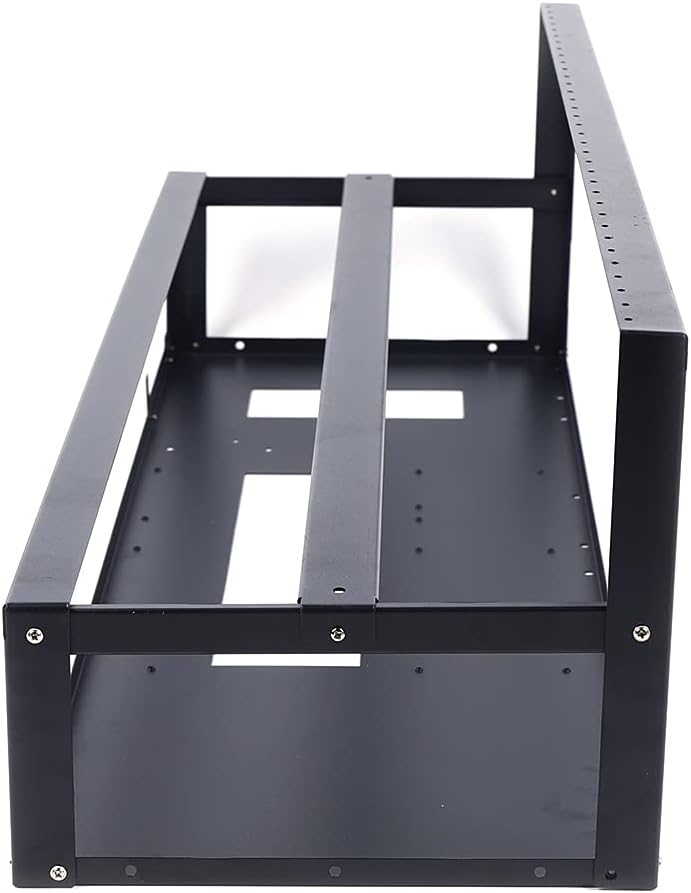 ITX (17 x 17cm) ATX MATX PC Motherboard Case Frame, Open Bare Metal Air Water Cooling Fan Stand Chassic Test Bench Vertical Rack Computer Board Overclocking Heat Dissipation(Vertical Black)