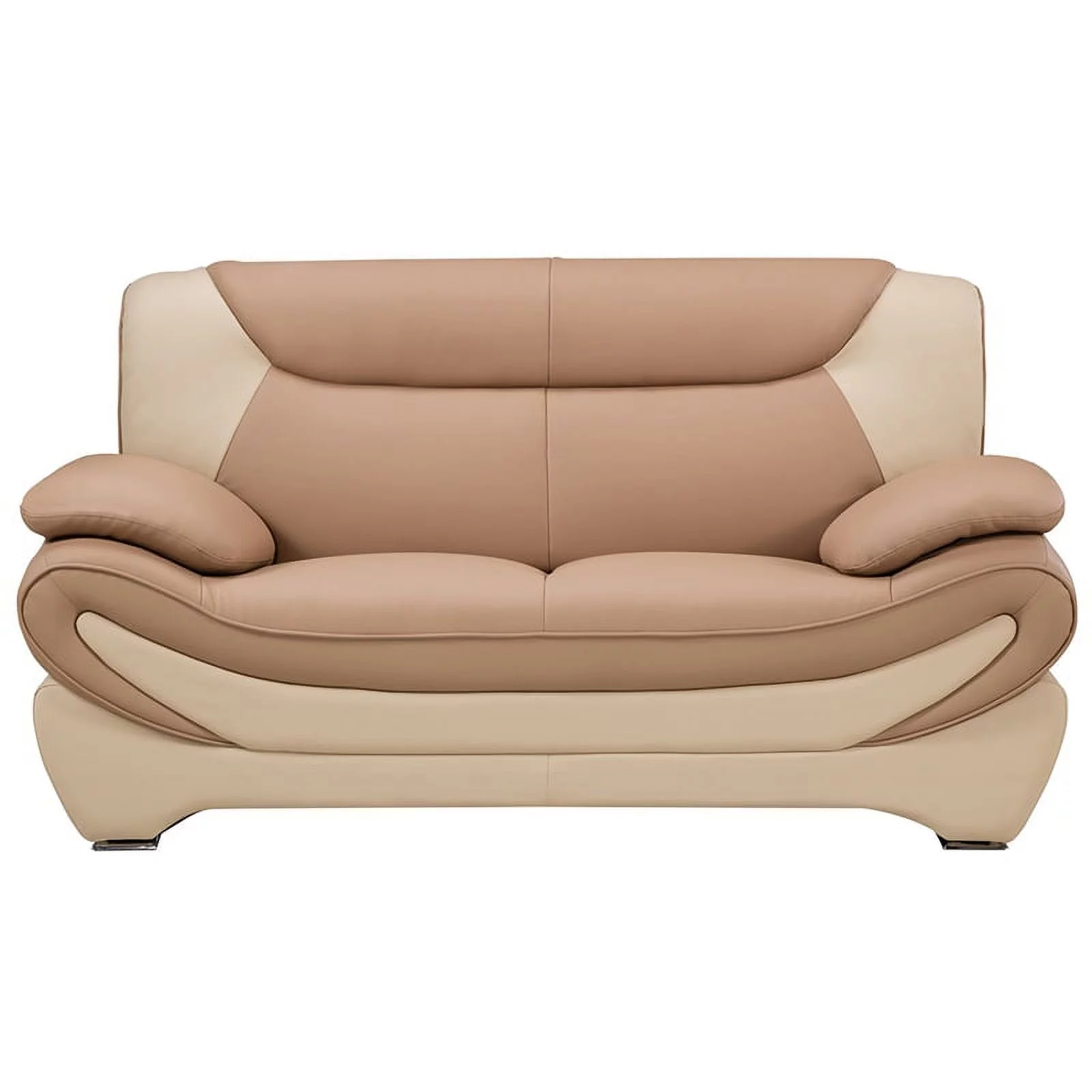AE209 Camel (Tan) and Ivory Color With With Faux Leather Loveseat