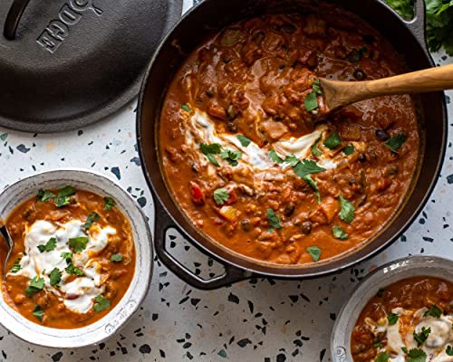 Lodge 5 Quart Cast Iron Double Dutch Oven – Pre-Seasoned – Lid Converts to 10.25