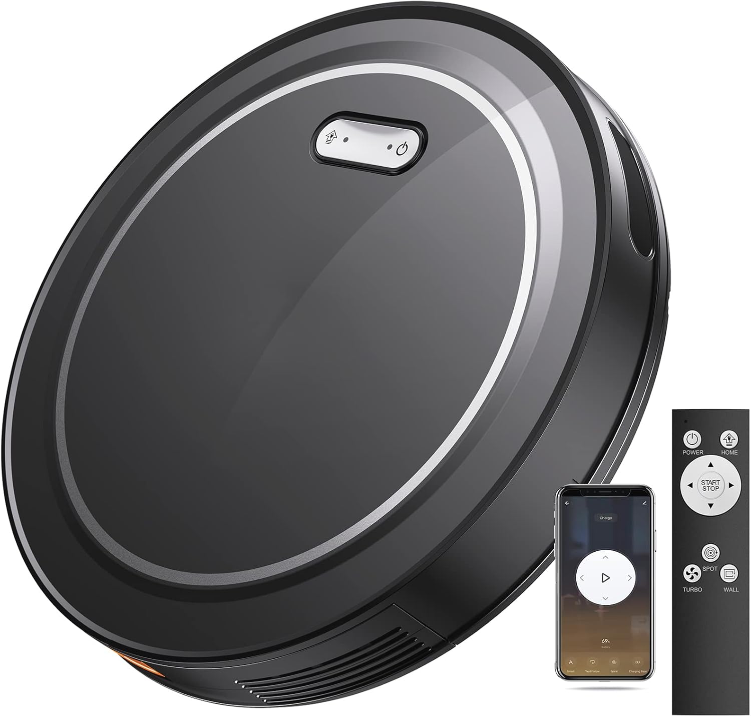 Robot Vacuum, 2000Pa Suction, Quiet, Slim, Self-Charging, 120min Runtime Robotic Vacuum Cleaner, Smart Vacuum Robot, APP & Remote Control Automatic Robot Vacuum for Pet Hair, Hard Floor, Low Carpet