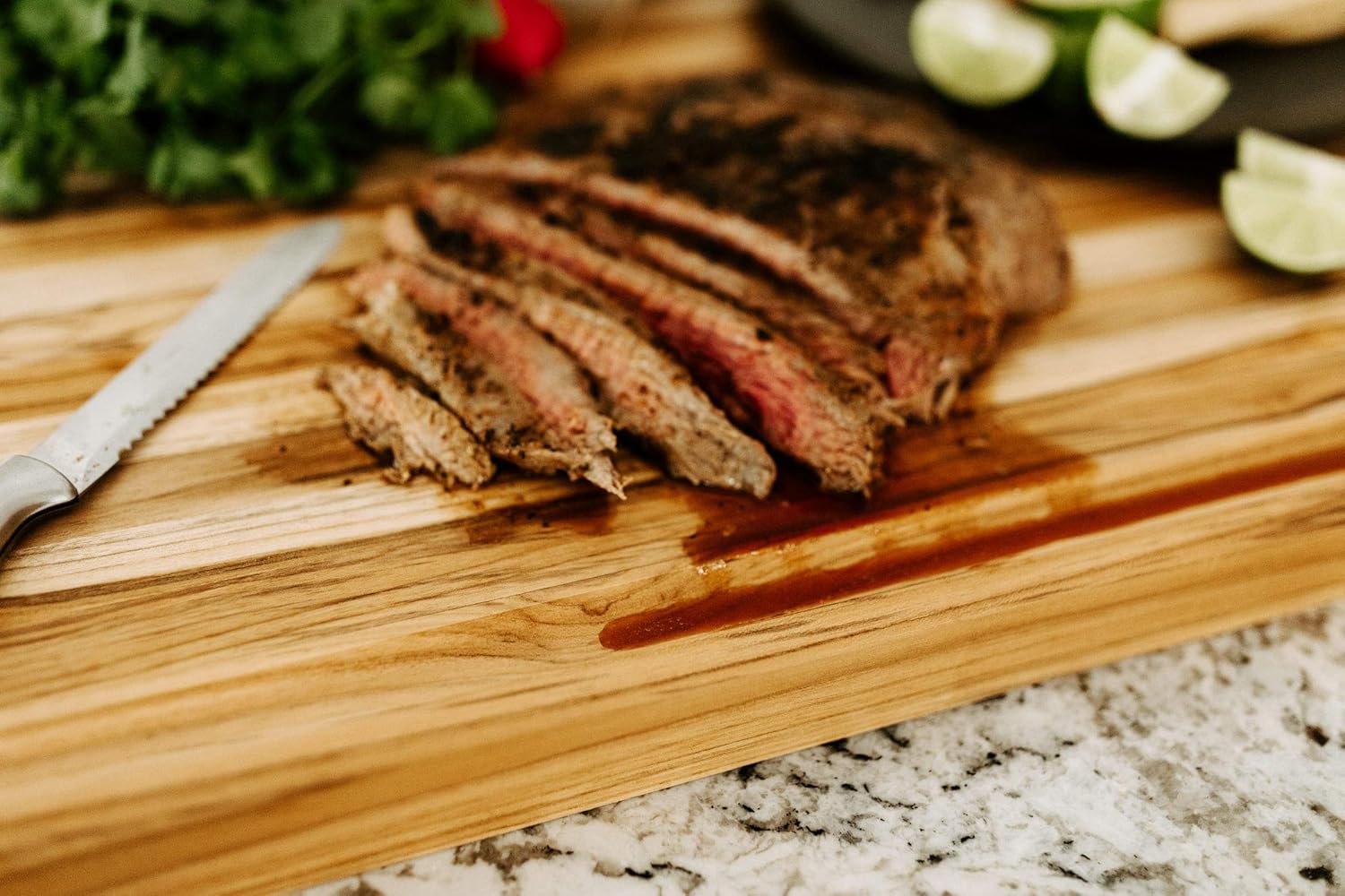 Terra Teak Large Wooden Cutting Board with Juice Groove, 24 x 18 x 1.5 Inch, Brazilian Teak Wood