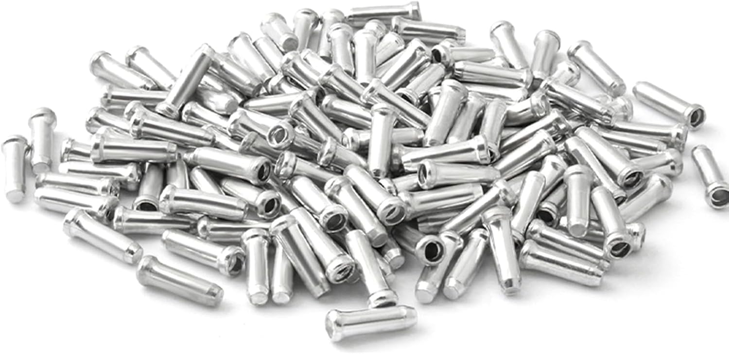 100 Pcs Mountain Bicycles Brake Cable Tip Aluminum Alloy Brake End Cover Crimps Brake Cable Gears Wire End Cap Cable End Crimps