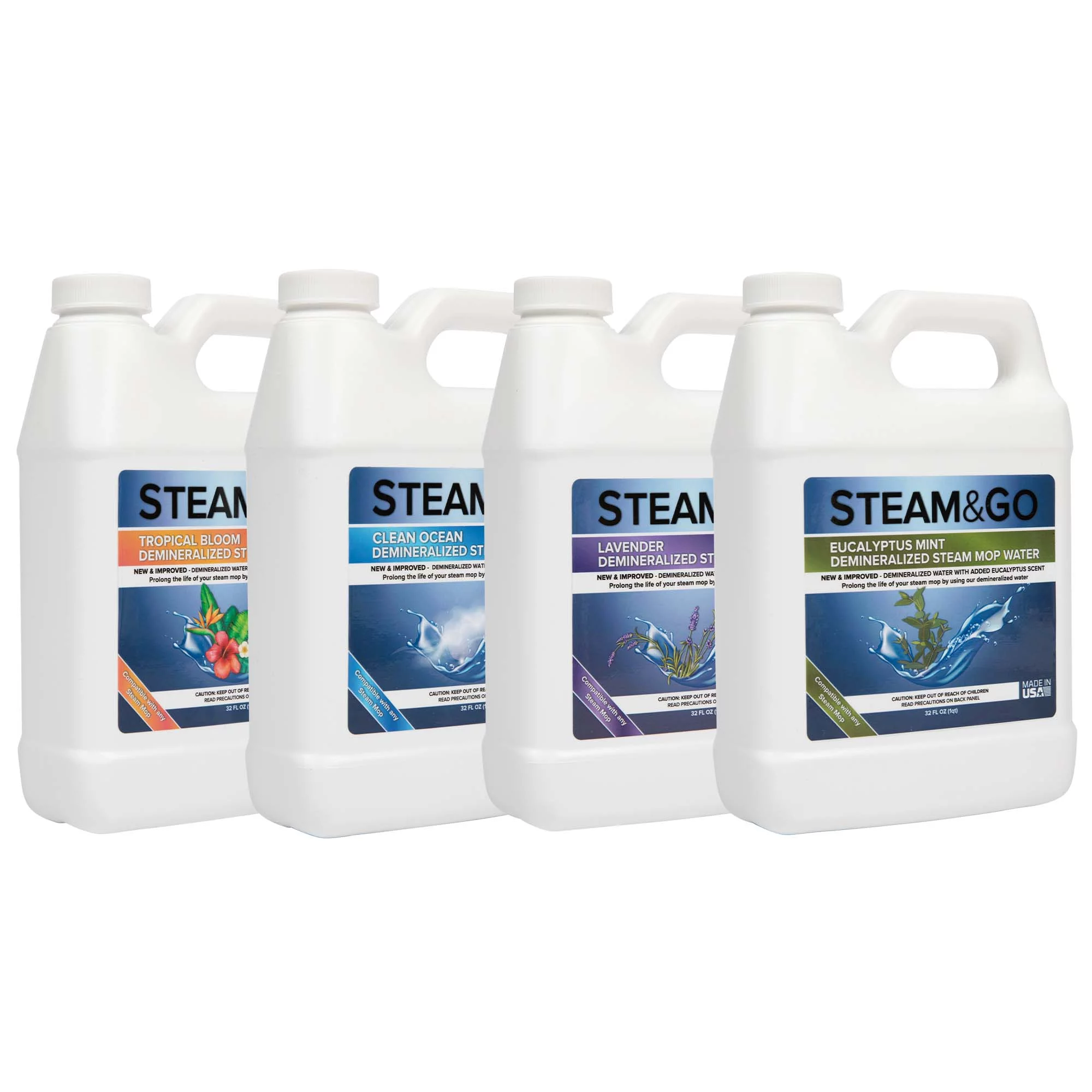 Steam and Go - Bundle of 4 Demineralized Water - Ocean, Lavender, Tropical , Eucalyptus