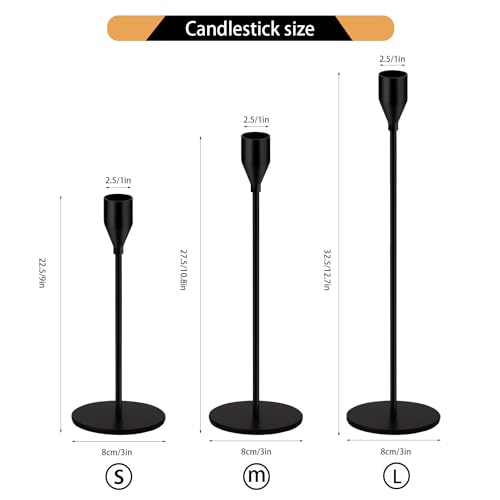 48 Pack Candle Holders Taper Candle Holders Tall Metal Candle Stands Holders for Table Centerpiece Modern Pillar & Home Wedding Decor, Matte Black