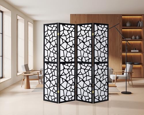 4 Panels Room Divider Privacy Screen Shoji Divider 6ft High Japanese Style Privacy Room Divider (Cherry, 4 Panels)