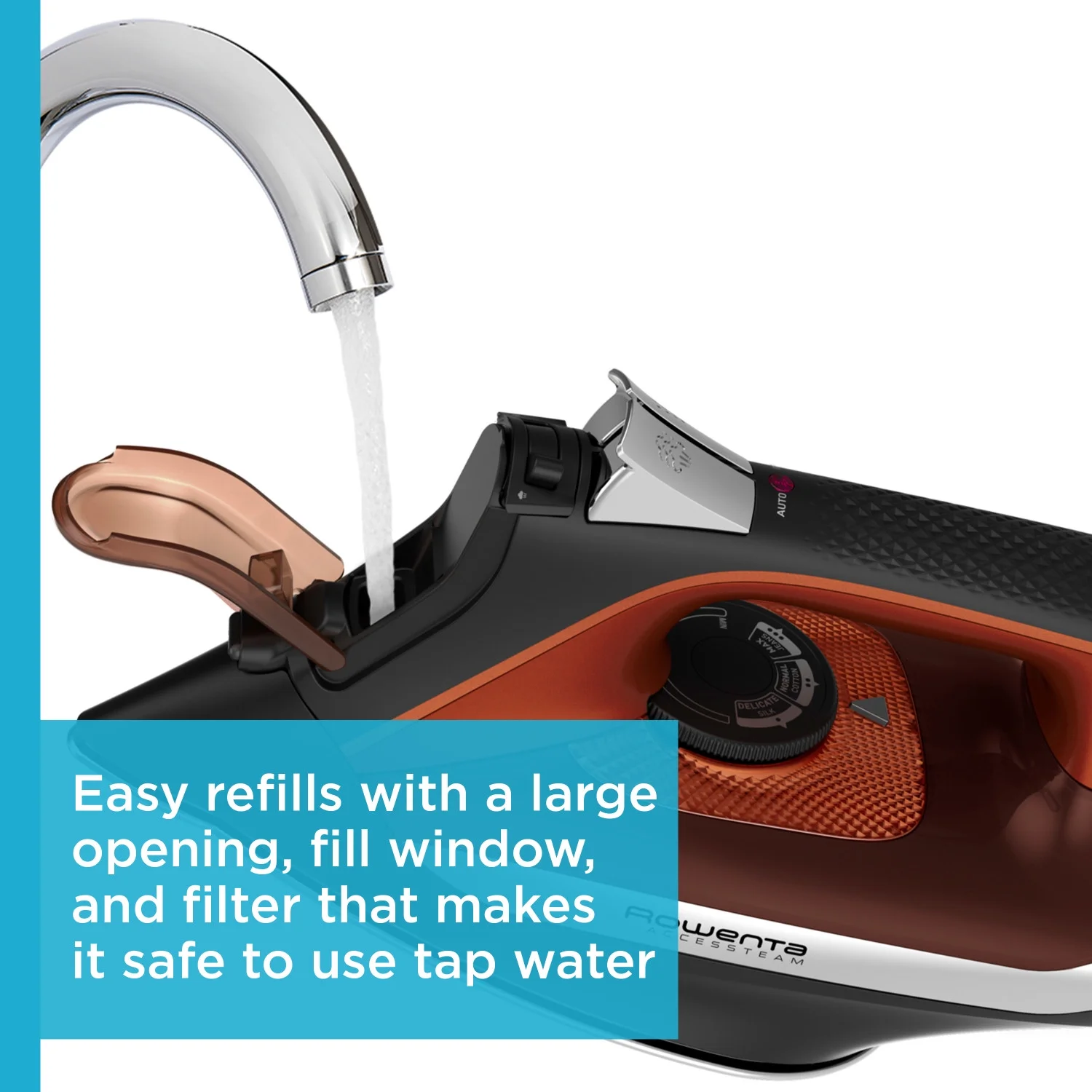 Rowenta Access Steam Iron, Vertical Steaming, Maximum Steam Distribution, Red