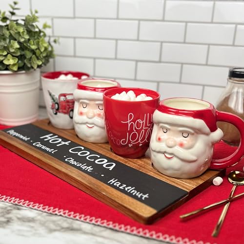 Wooden Flight Board Set – Wine, Beer, Whiskey, Mimosa, and Cocktail Tasting Tray – Acacia Wood Serving Board with Slate Chalkboard – Home Bar & Entertaining Gift (Set of 4, 16x8 inches)