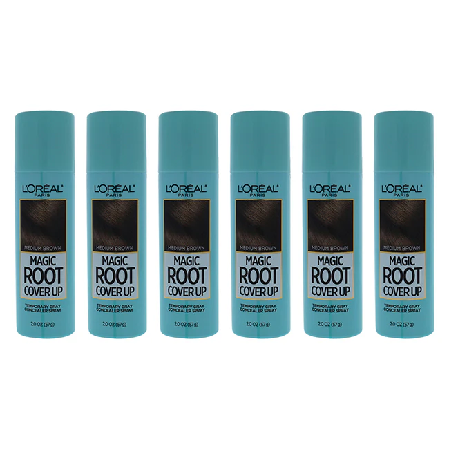 LOreal Professional Magic Root Cover Up Temporary Gray Concealer Spray - Medium Brown by LOreal Professional for Women - 2 oz Hair Color - Pack of 6
