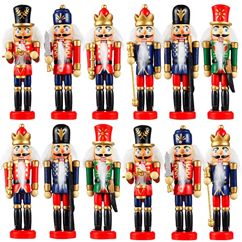 Aoriher Christmas Nutcracker Ornament Small Wooden Soldier Hanging Decorations Nutcracker Figure Christmas Ornament for Xmas Tree Decoration Figure(12 Pcs)