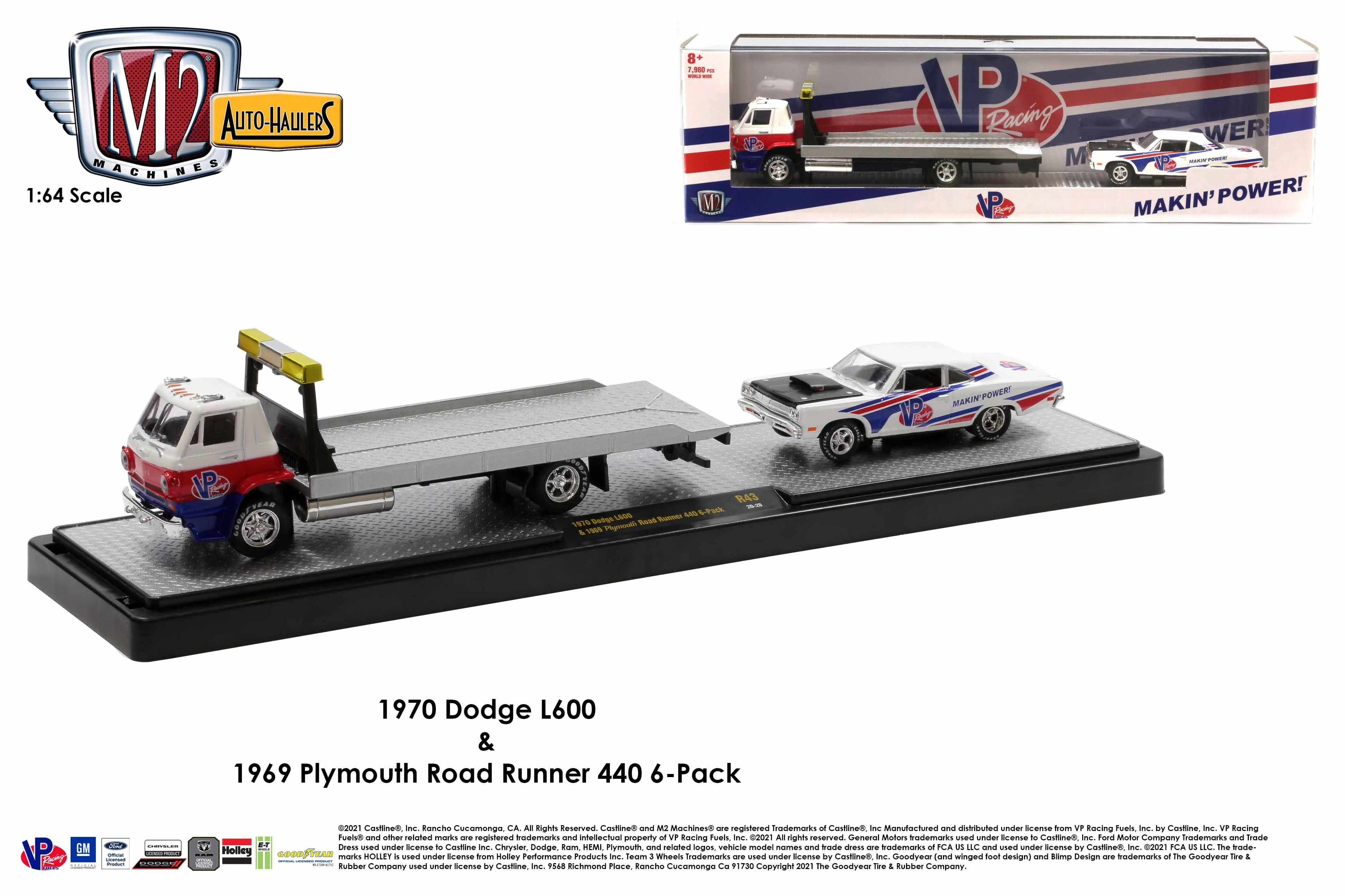 M2 Machines Auto Hauler 43 1970 Dodge L600 & 1969 Plymouth Road Runner Vp Racing