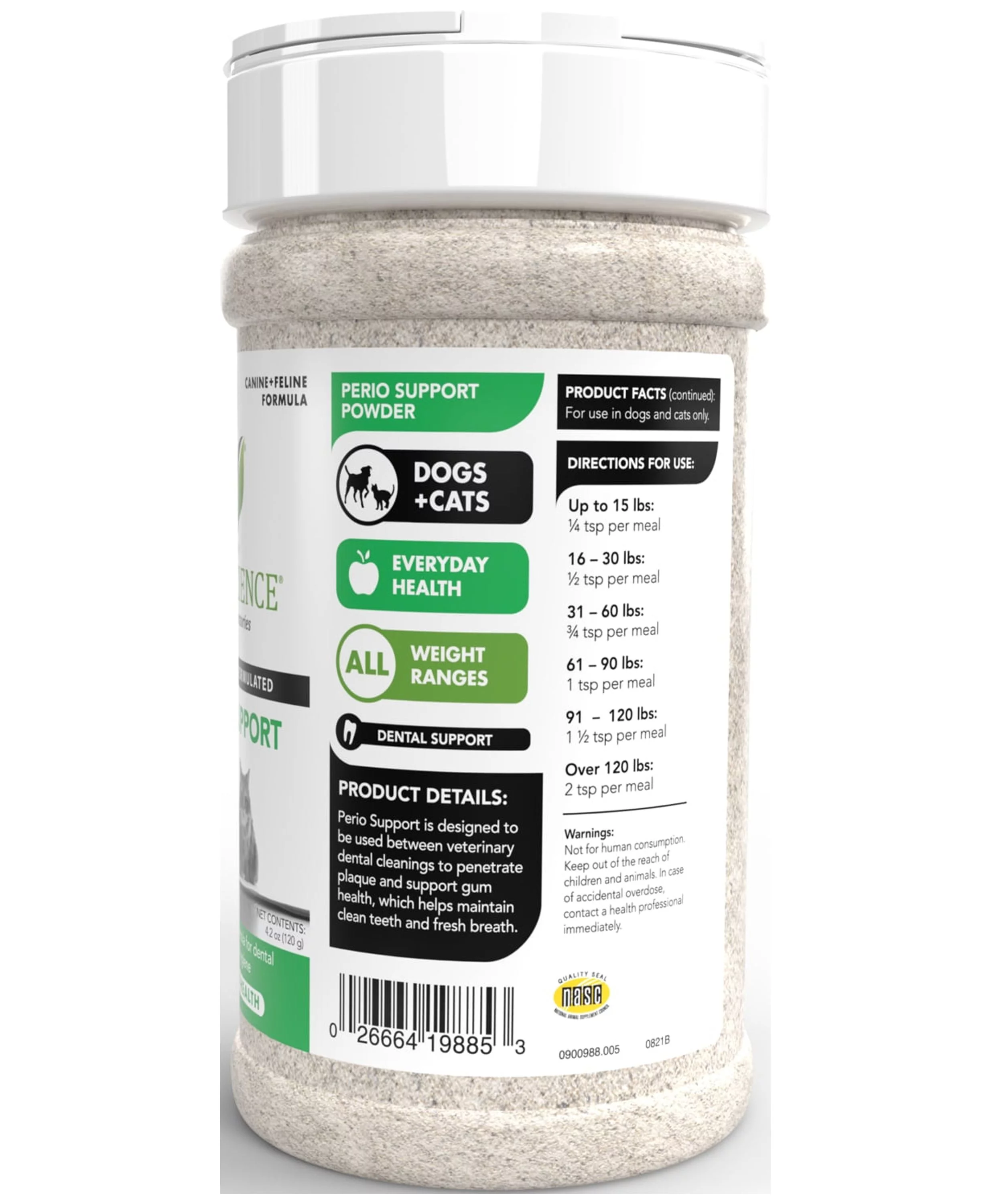 VetriScience Laboratories Perio Support, Dental Care Powder for Cats and Dogs, 4.2 oz.