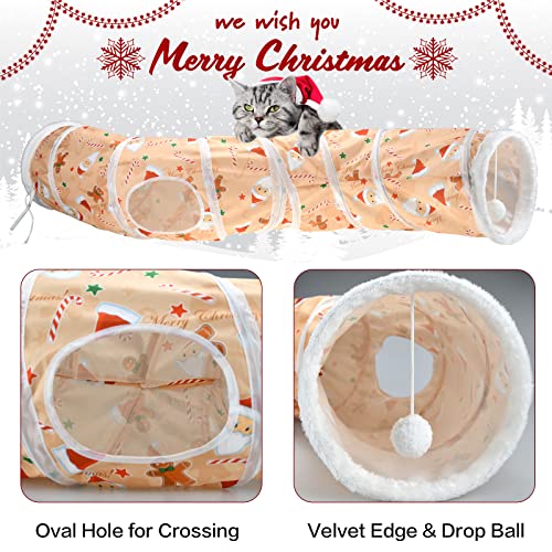 Vehomy 4Pcs Christmas Cat Toys Set - Cat Xmas S Shape Tune with Ball, Catnip, Gingerbread Man, Santa Claus, Elk Toys