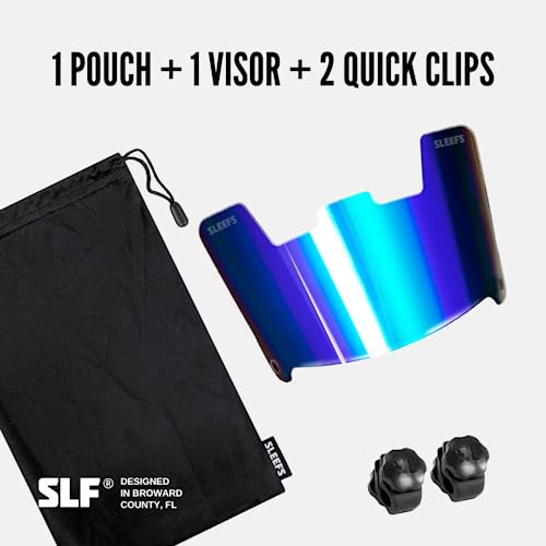 SLEEFS Football Helmet Visor - Tinted Professional Football Visor/Shield - Fits Youth & Adult Helmets - Includes Quick Visor Clips + Microfiber Travel Bag