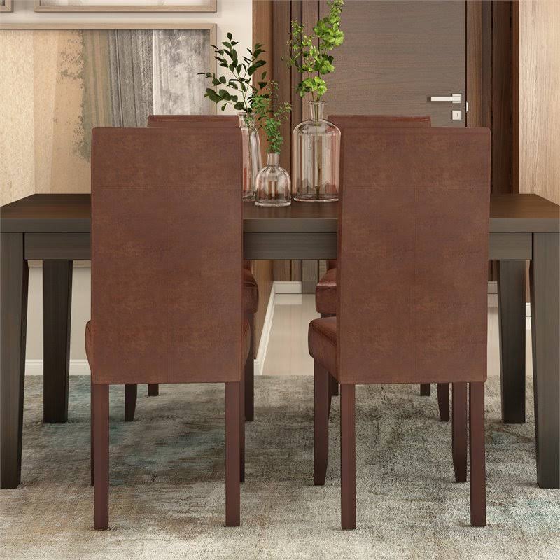 Simpli Home Acadian Distressed Saddle Brown Parson Dining Chair (Set of 2)