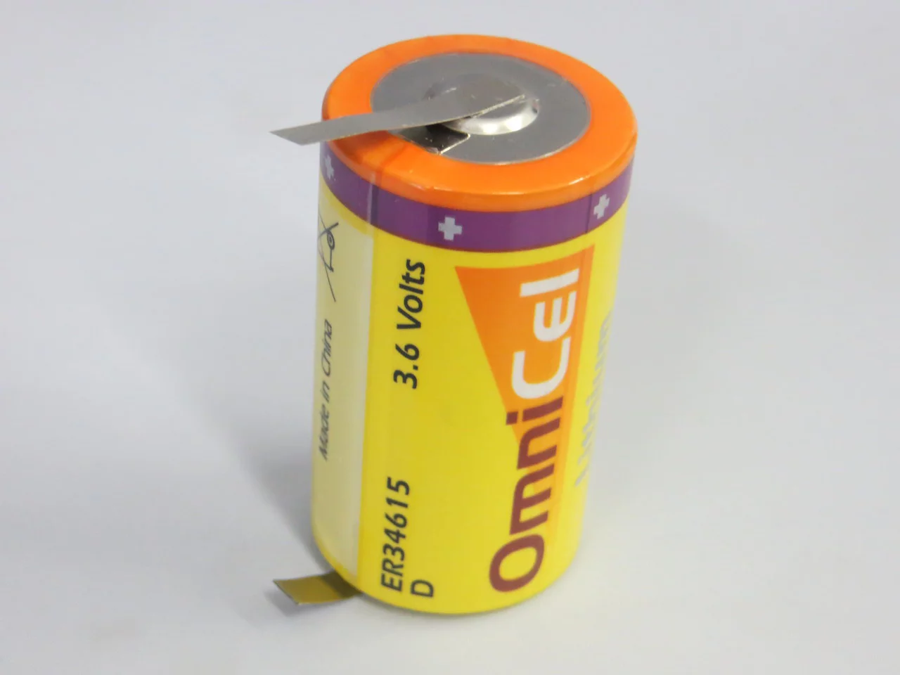 OmniCel D Size 3.6V Lithium Battery ER34615T w/ Solder Tabs - Pack of 2 + Free Shipping