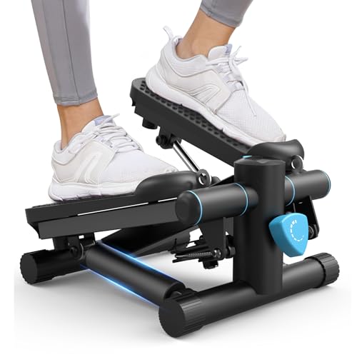 Mini Steppers for Exercise at Home, Stair Stepper Machine with Resistance Bands, 330 lbs Capacity, and LCD Monitor for Home Workout, Full Body Cardio and Walking