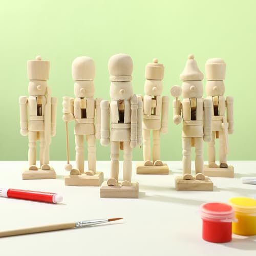 Christmas Wooden Nutcrackers Unpainted Nutcracker 12Pcs Christmas Unfinished Nutcracker Figures DIY Nutcracker Blank Nutcracker