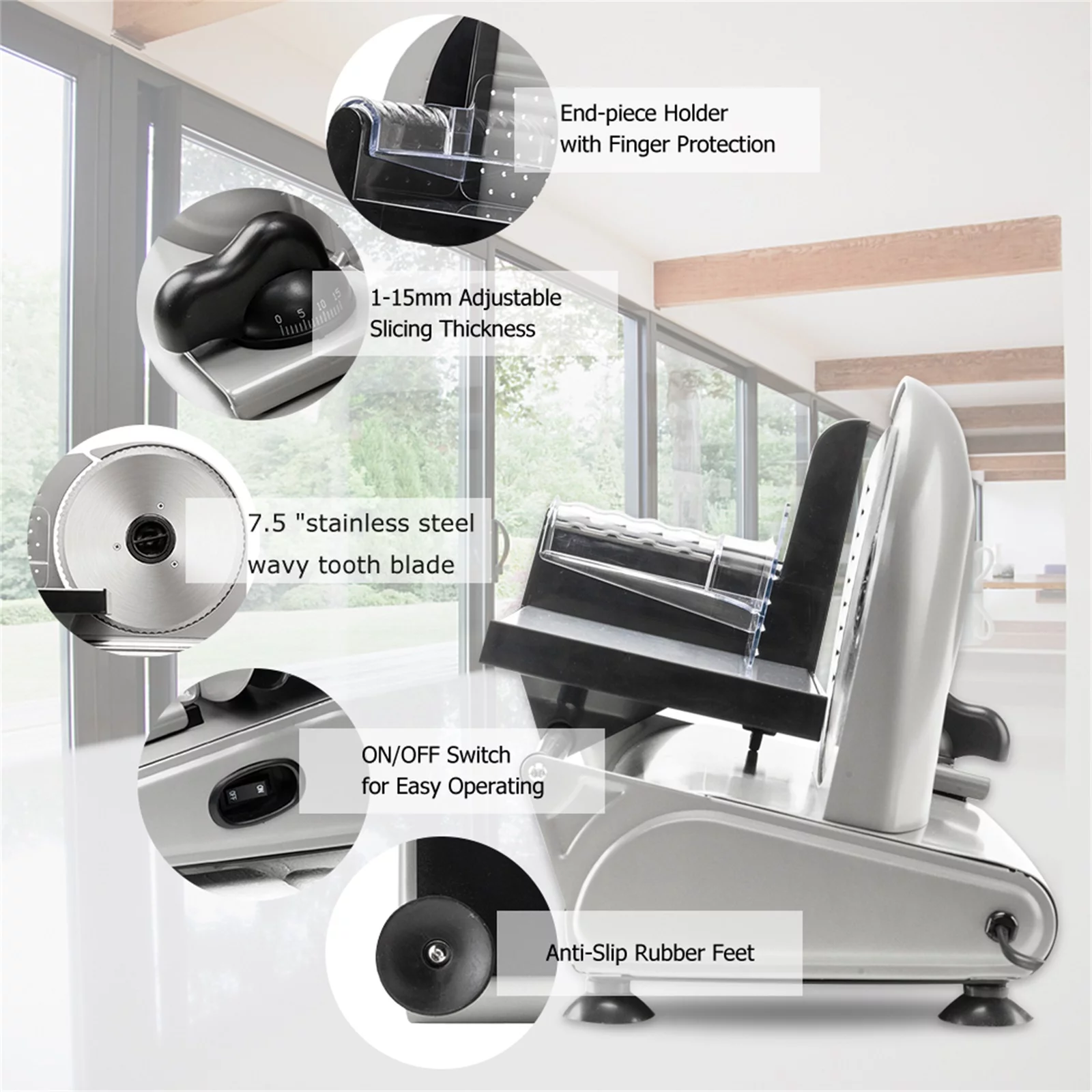 Seyurigaoka Semi-automatic Multifunctional Home Cutter Food Machine Meat Slicer