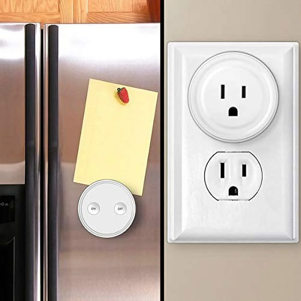 LoraTap Mini Remote Control Outlet Plug Adapter with Remote, 656ft Range Wireless Light Switch for Household Appliances, No Hub Required, 10A/1100W, White, 5 Years Warranty