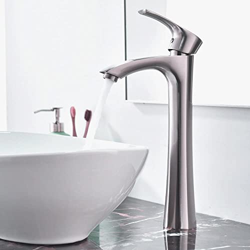 Black Vessel Sink Faucet, Contemporary Tall Bathroom Vessel Fuacet Matte Black Basin Vanity Bathroom Sink Faucet with Water Hoses