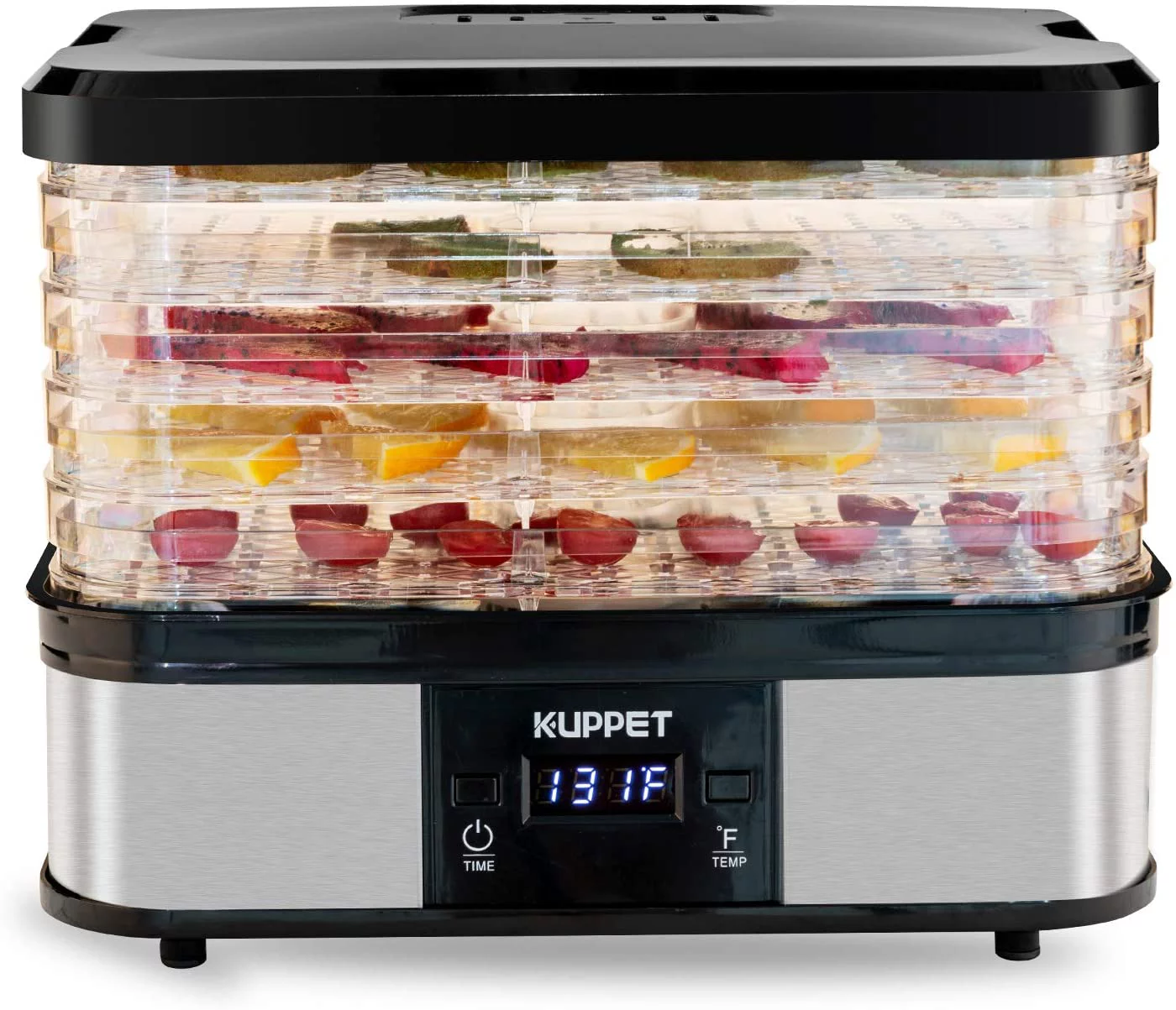 KUPPET Food Dehydrator Machine, Electric Food Drying Machine with Adjustable Thermostat, Meat or Beef Jerky Maker in Home/Kitchen, Digital Temperature & LCD Display, 5-Tray