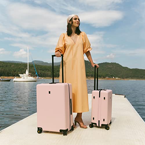 LEVEL8 Hard Shell Carry on Luggage Airline Approved, Carry-on Suitcases with Wheels, Lightweight Luminous Textured Hardside Travel Bag with Tsa Lock, 20 Inch, Black