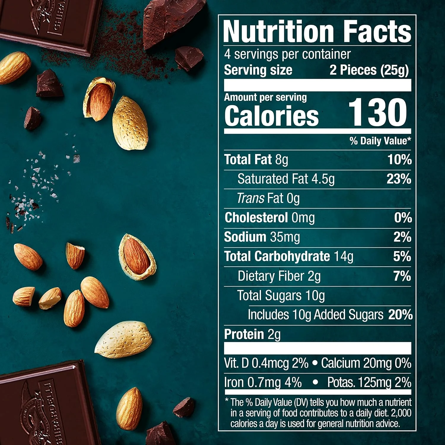 GHIRARDELLI Sea Salt Almond, Intense Dark Chocolate Bar, Valentine’S Day Chocolate Gifts, 3.5 Ounce Bar (Pack Of 4)