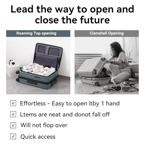 ROAMING Grace Expandable Carry On Luggage Airline Approved, 20 Inch Hardside Carry On Suitcase with Wheels, Travel Harshell Spinner Small Luggage with Tsa Lock, Jade cyan, 20-Inch Carry-On