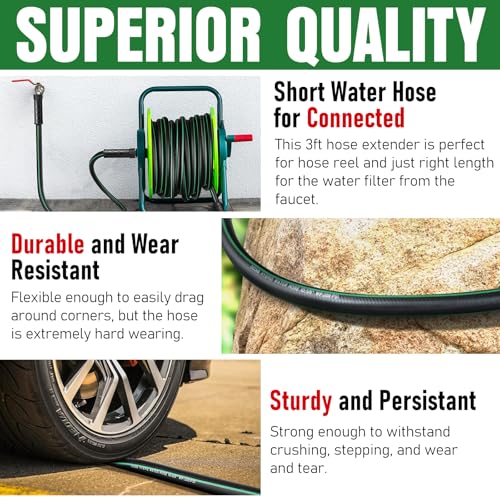Heavy Duty Garden Hose 25ft, NON-EXPANDABLE Flexible Water Hose, Kink Resistant Lightweight Hybrid Hose, Leakproof Hose Male to Female Fittings