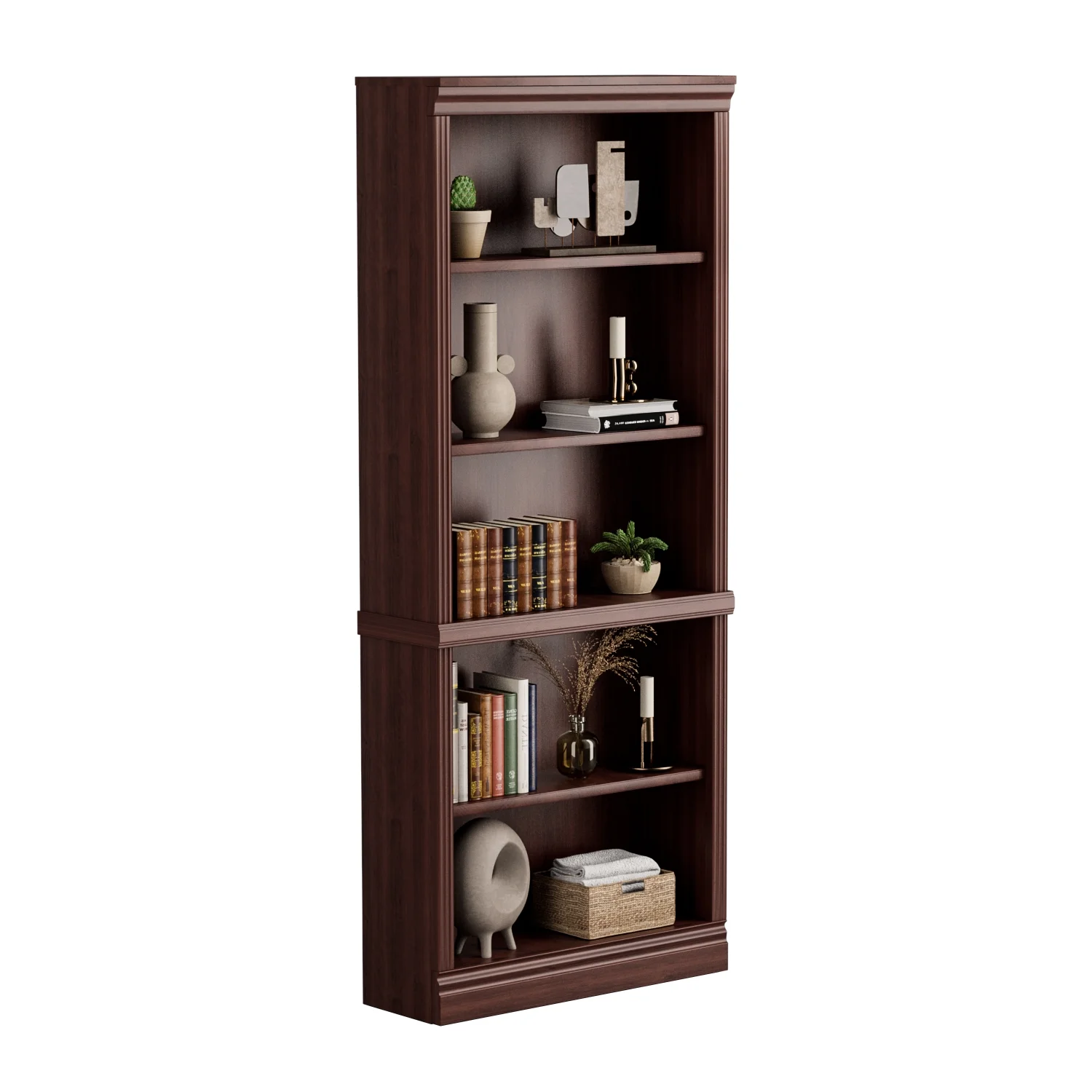 Furmax 5-Shelf Standard Wooden Corner Bookcase for Office,Living Room,Bedroom,Natural Colors