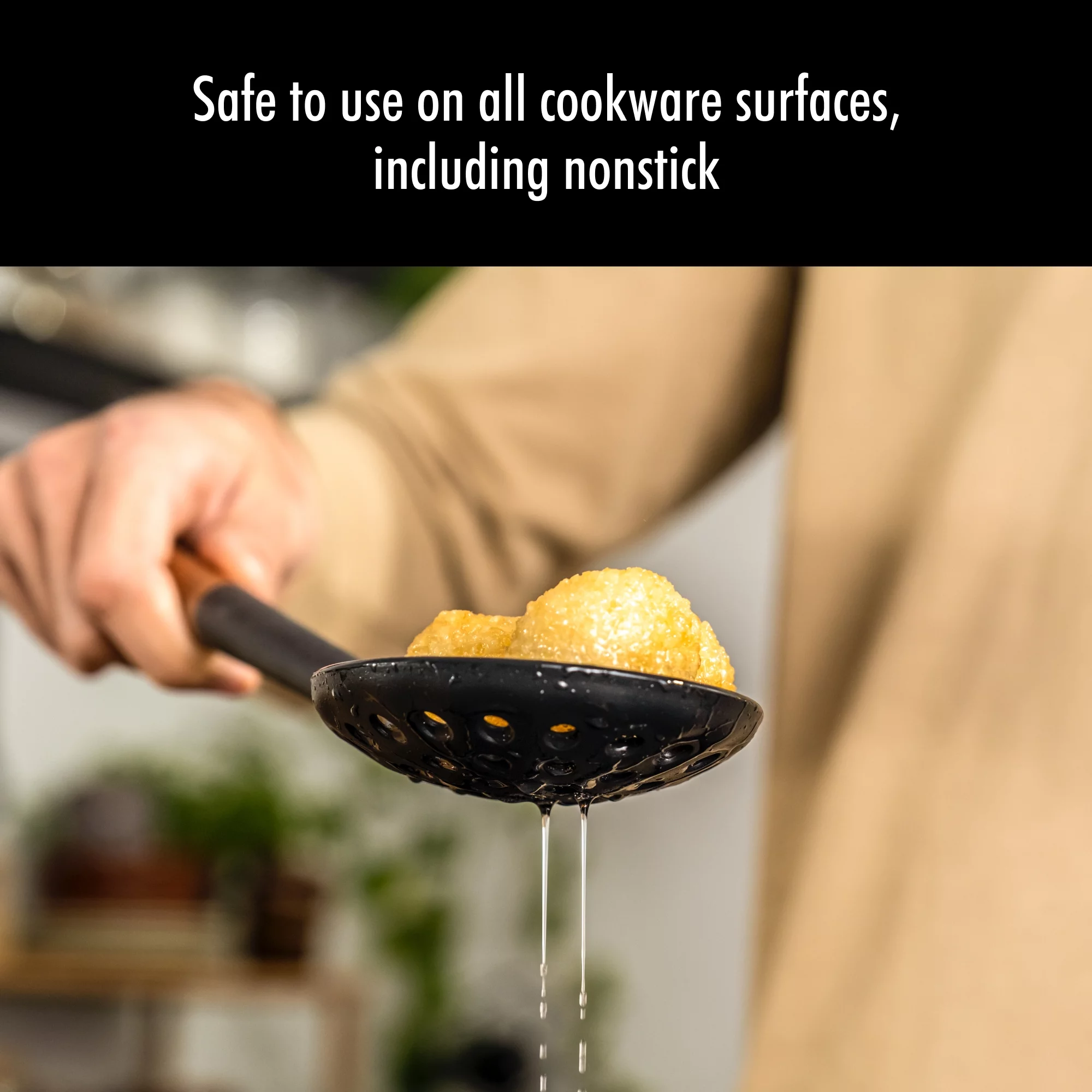 Staub Silicone with Wood Handle Cooking Utensil, Skimming Ladle