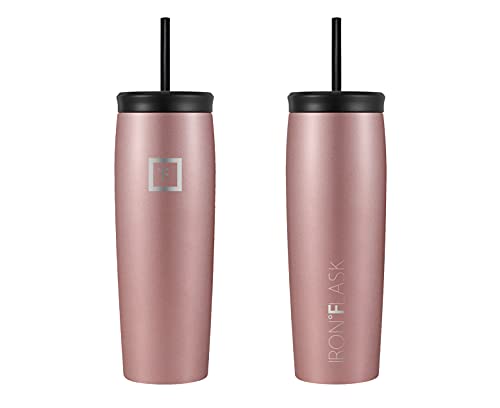 IRON °FLASK Nomad Tumbler - 2 Lids Straw/Flip, Vacuum Insulated Stainless Steel Bottle, Double Walled, Drinking Cup, Thermo Coffee Travel Mug, Water - Blue Waves, 16 Oz