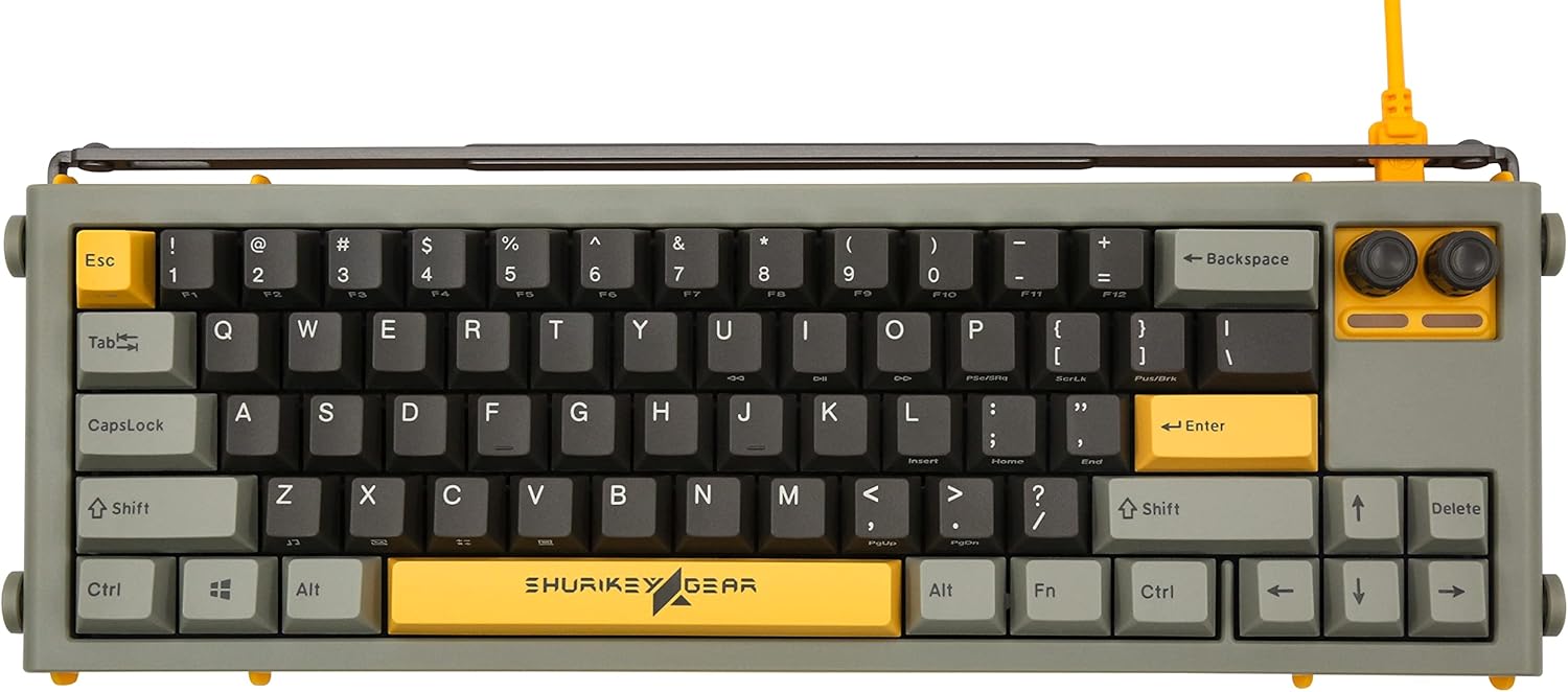 Shurikey 65% Mechanical Gaming Keyboard with Varmilo EC V2 Moxa Switch, White LED Backlit, Wireless and Bluetooth Keyboard for Windows Mac OS Android - Hanzo 001